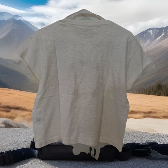 NWT Chic Madewell Sz M Wish You Were Here Ivory Casual Cotton Pullover T Shirt - Picture 8 of 8